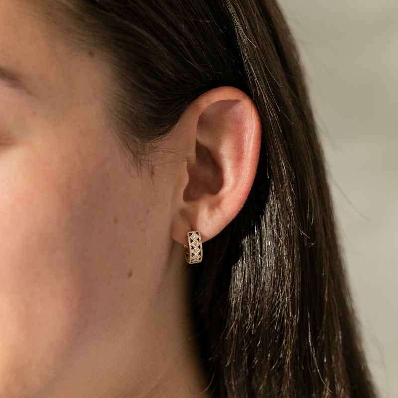 18ct Yellow Gold Sapphire & Diamond Honour Hoop Earrings-Earrings-Walker & Hall