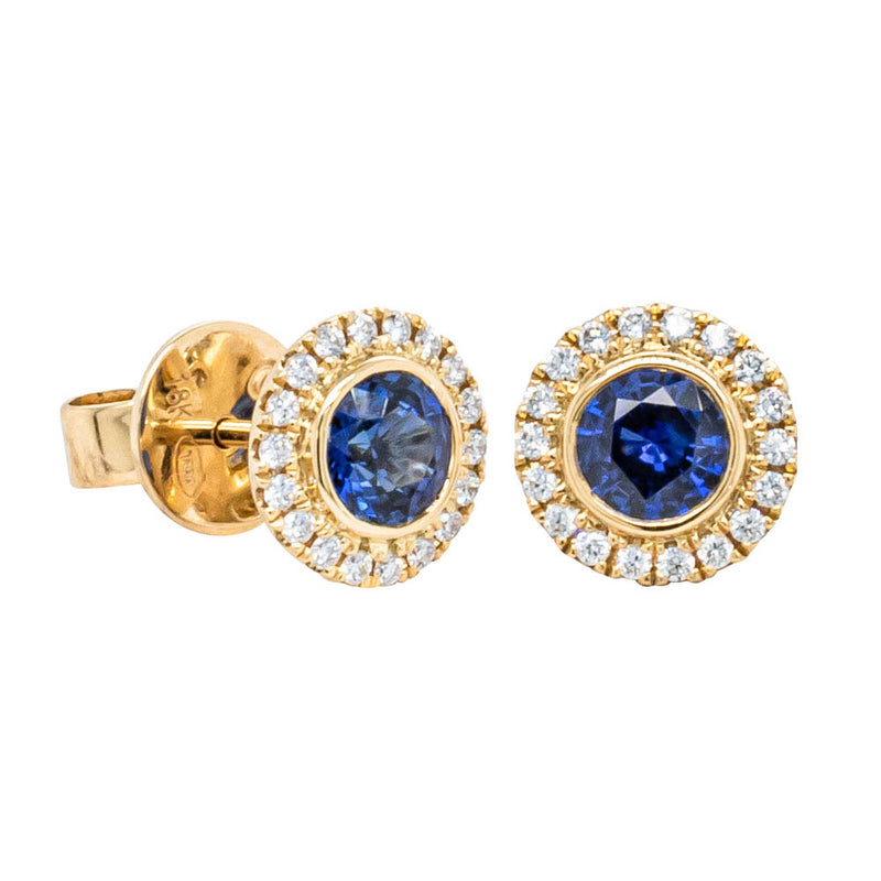 18ct Yellow Gold 1.10ct Sapphire & Diamond Isla Earrings-Earrings-Walker & Hall