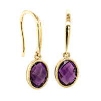 9ct Yellow Gold Amethyst Lavender Earrings-Earrings-Walker & Hall