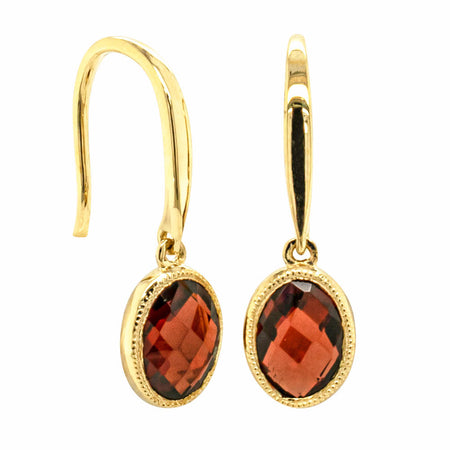 9ct Yellow Gold Garnet Saffron Earrings-Earrings-Walker & Hall