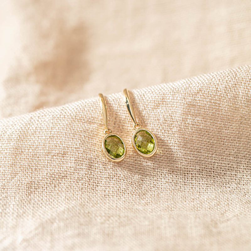 9ct Yellow Gold Peridot Lemongrass Earrings-Earrings-Walker & Hall