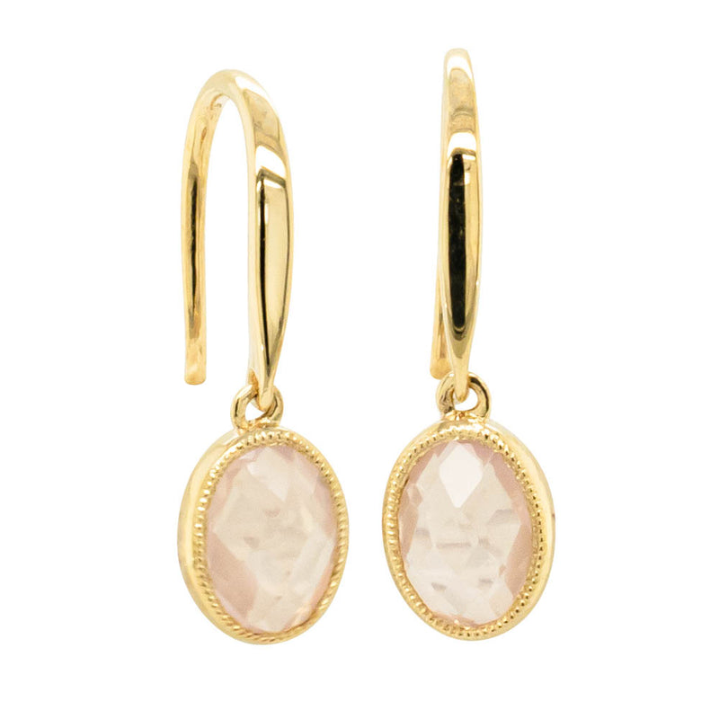 9ct Yellow Gold Rose Quartz Rosehip Earrings-Earrings-Walker & Hall
