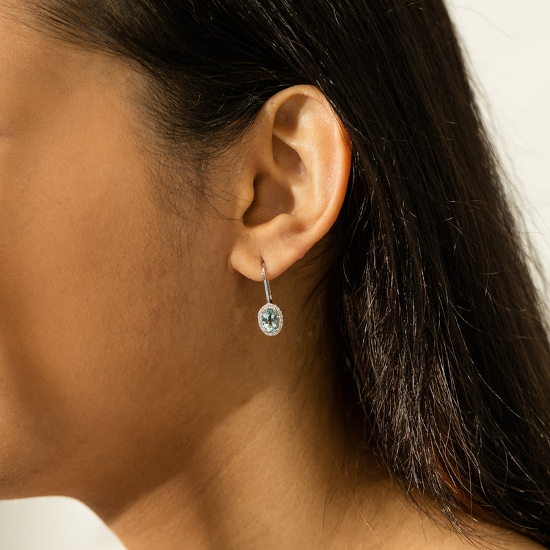 18ct White Gold Aquamarine & Diamond Mini Sierra Earrings-Earrings-Walker & Hall