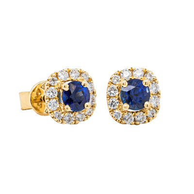 18ct Yellow Gold .46ct Sapphire & Diamond Earrings-Earrings-Walker & Hall