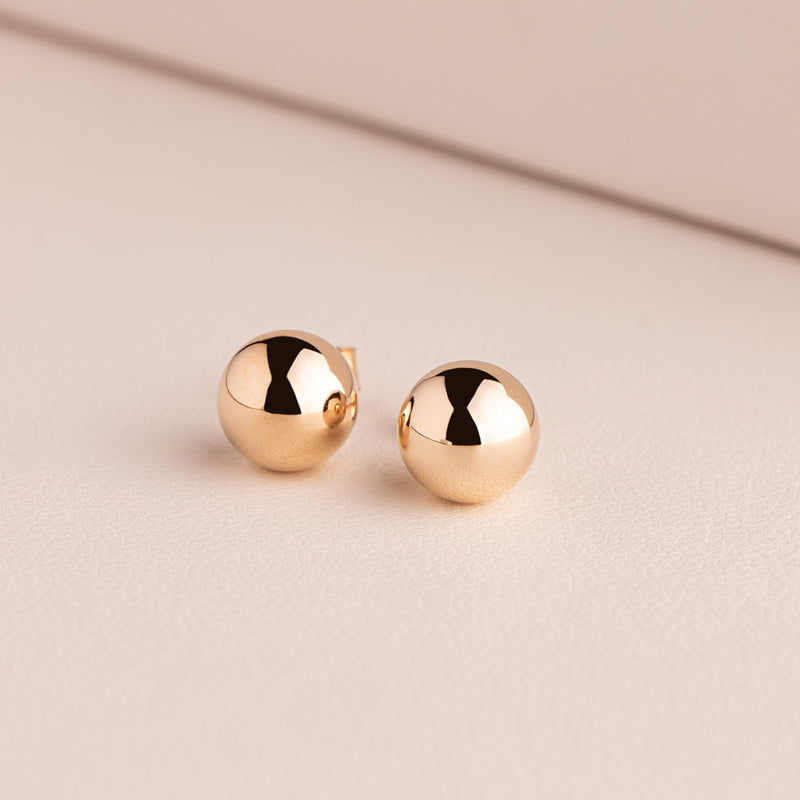 9ct Yellow Gold 8mm Ball Stud Earrings-Earrings-Walker & Hall