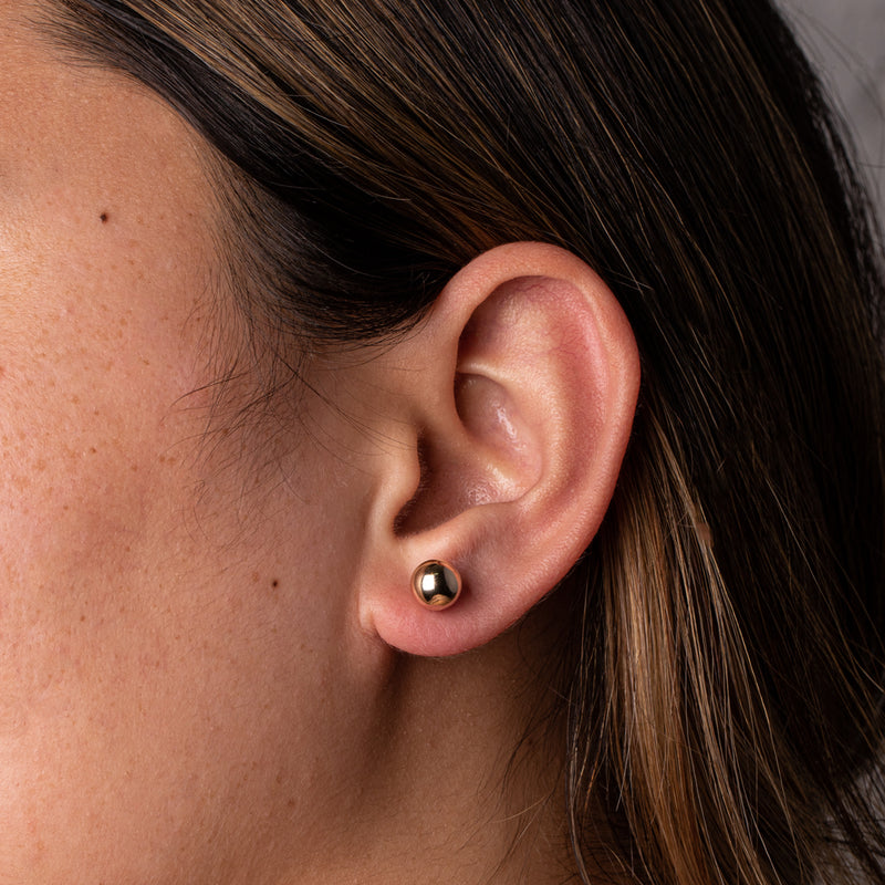 9ct Yellow Gold 8mm Ball Stud Earrings-Earrings-Walker & Hall