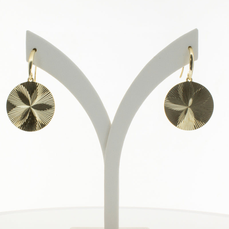 9ct Yellow Gold Reflections Hook Earrings-Earrings-Walker & Hall
