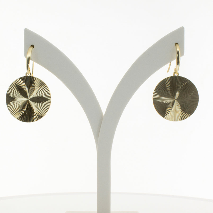 9ct Yellow Gold Reflections Hook Earrings-Earrings-Walker & Hall