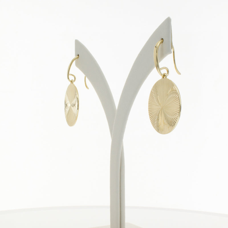9ct Yellow Gold Reflections Hook Earrings-Earrings-Walker & Hall