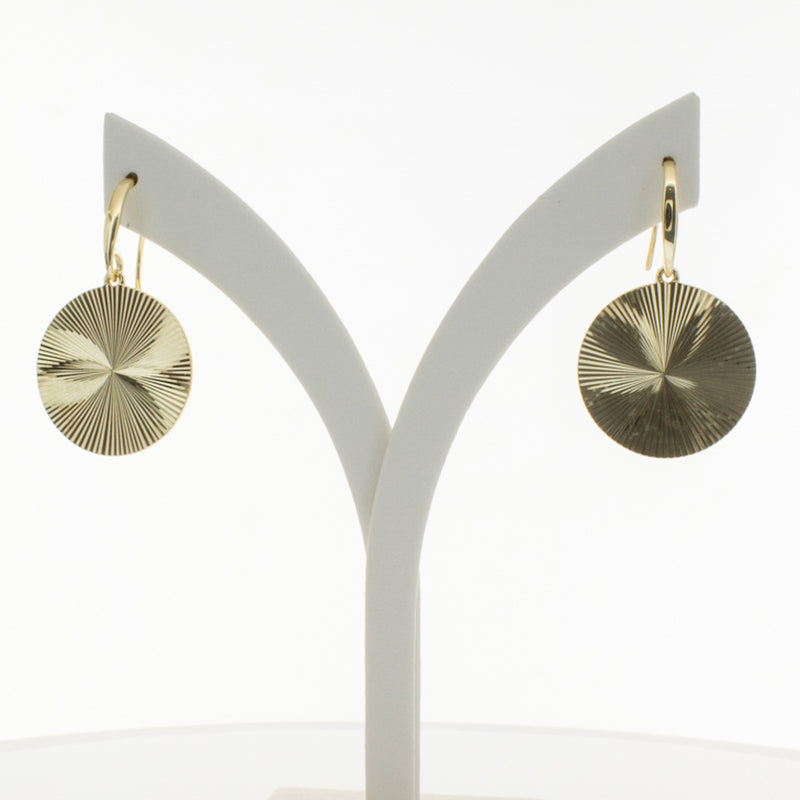 9ct Yellow Gold Reflections Hook Earrings-Earrings-Walker & Hall