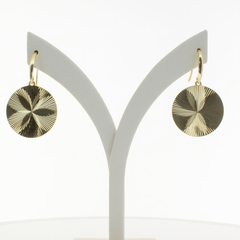 9ct Yellow Gold Reflections Hook Earrings-Earrings-Walker & Hall