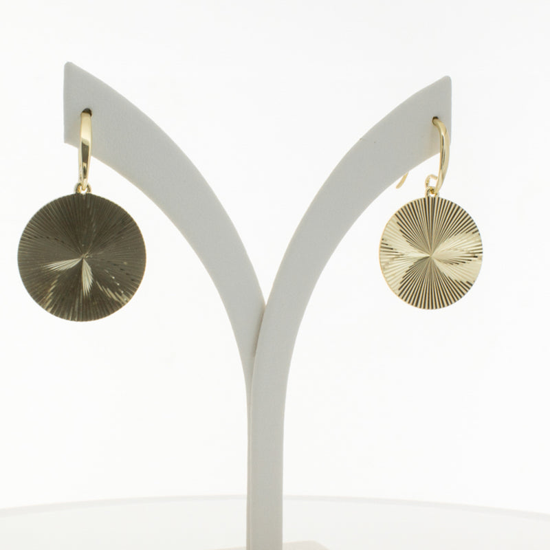 9ct Yellow Gold Reflections Hook Earrings-Earrings-Walker & Hall