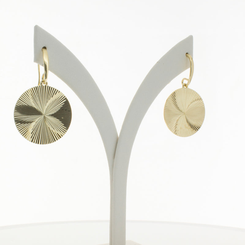 9ct Yellow Gold Reflections Hook Earrings-Earrings-Walker & Hall