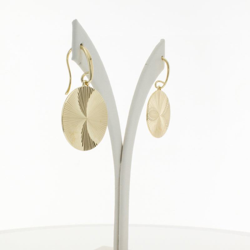 9ct Yellow Gold Reflections Hook Earrings-Earrings-Walker & Hall