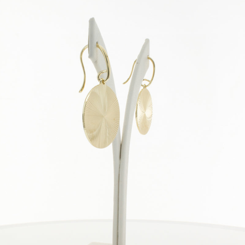 9ct Yellow Gold Reflections Hook Earrings-Earrings-Walker & Hall