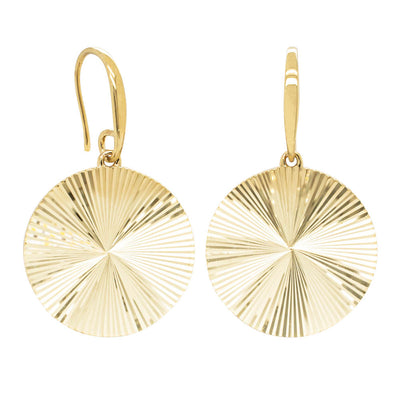 9ct Yellow Gold Reflections Hook Earrings-Earrings-Walker & Hall