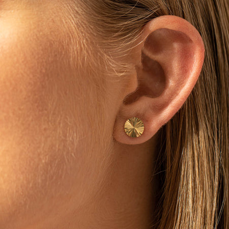 9ct Yellow Gold Reflections Stud Earrings-Earrings-Walker & Hall