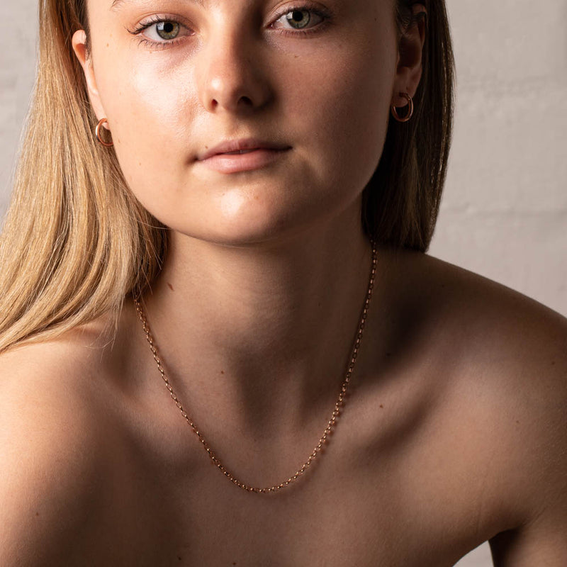 9ct Rose Gold Oval Belcher Chain-Necklace-Walker & Hall