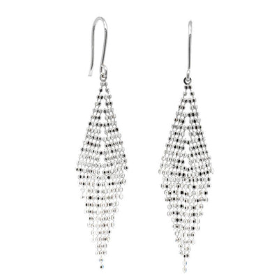 18ct White Gold Martini Tassel Drop Earrings-Earrings-Walker & Hall