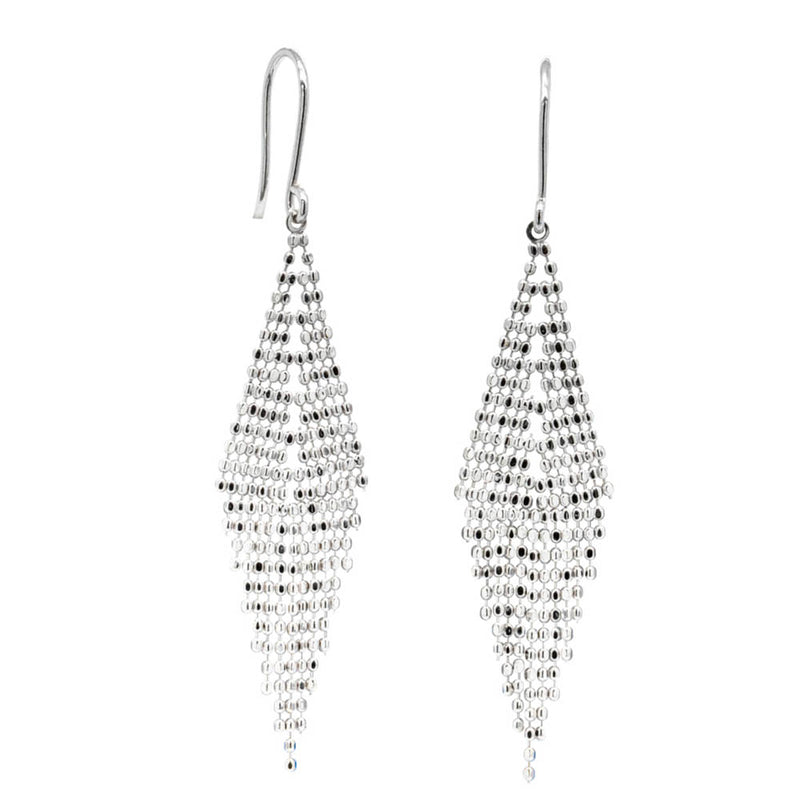 18ct White Gold Martini Tassel Drop Earrings-Earrings-Walker & Hall