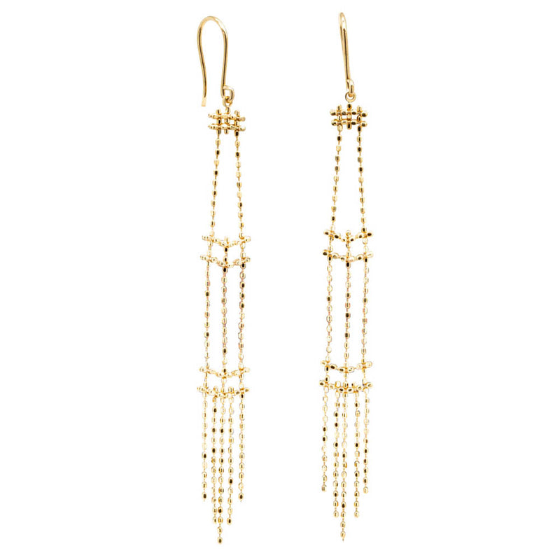 18ct Yellow Gold Mojito Tassel Drop Earrings-Earrings-Walker & Hall