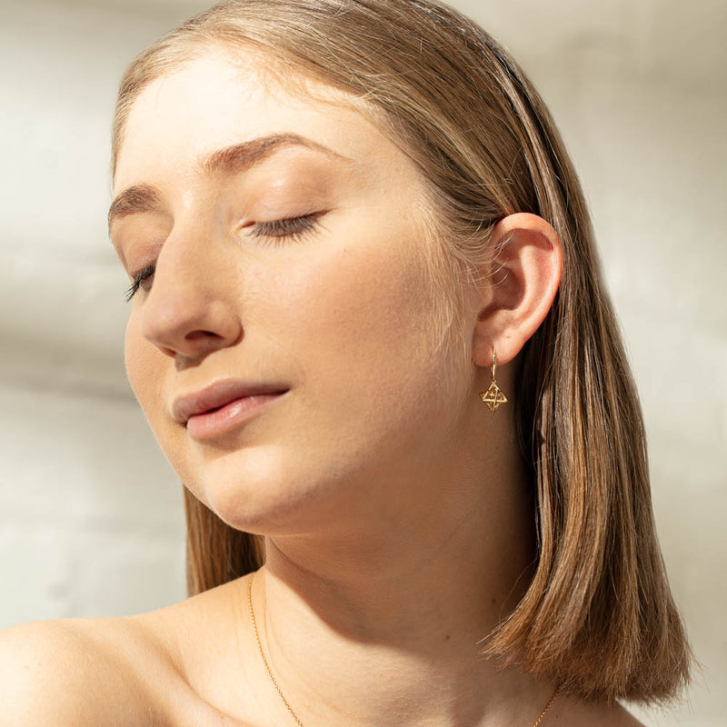 18ct Yellow Gold Merkaba Star Earrings-Earrings-Walker & Hall