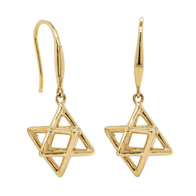 18ct Yellow Gold Merkaba Star Earrings-Earrings-Walker & Hall