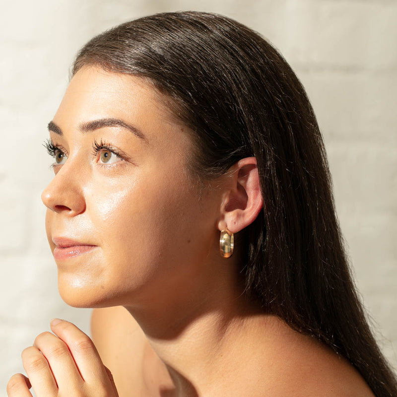 9ct Yellow Gold Spritz Hoop Earrings-Earrings-Walker & Hall