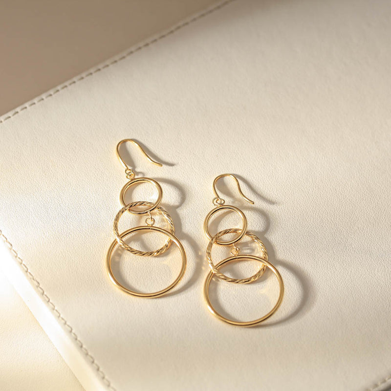 9ct Yellow Gold Margarita Drop Earrings-Earrings-Walker & Hall