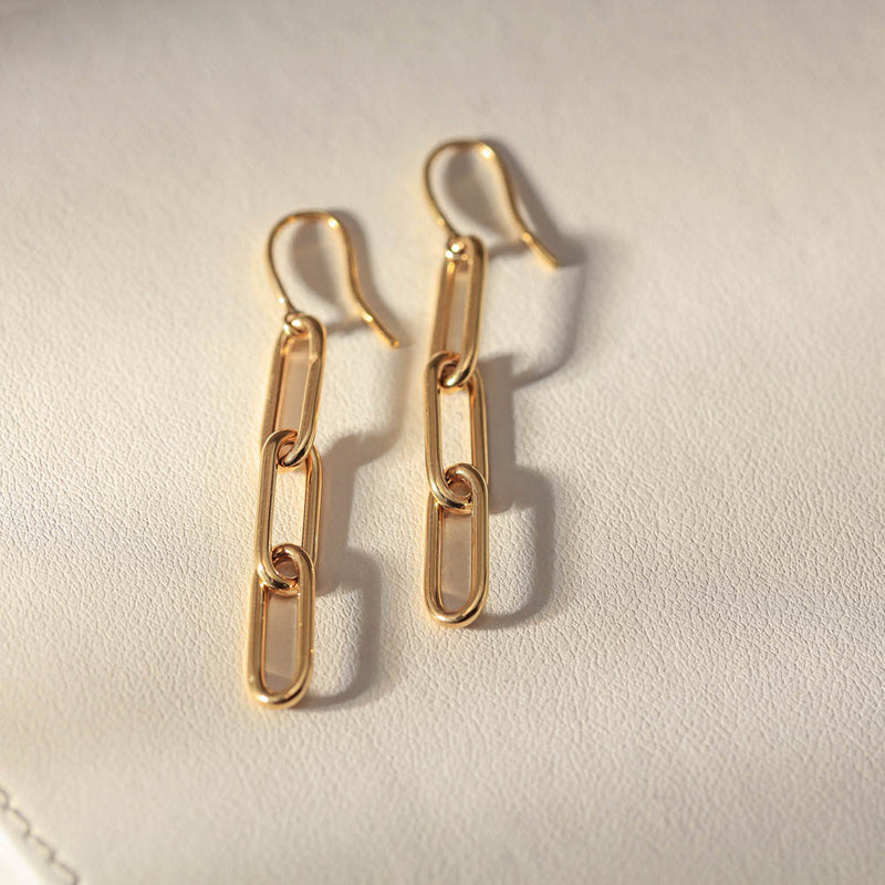 9ct Yellow Gold Negroni Drop Earrings-Earrings-Walker & Hall