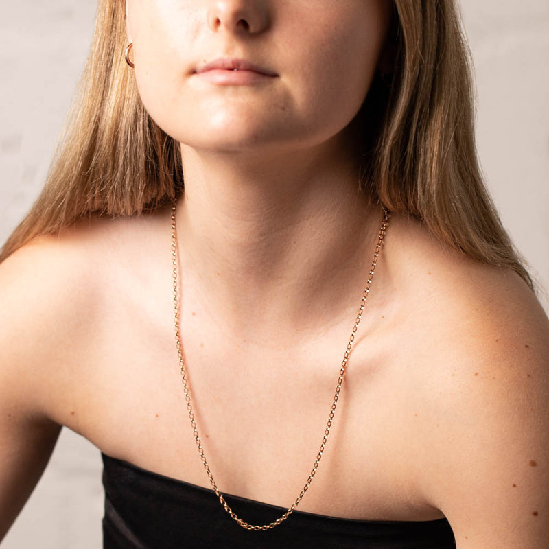 9ct Rose Gold Oval Belcher Chain-Necklace-Walker & Hall