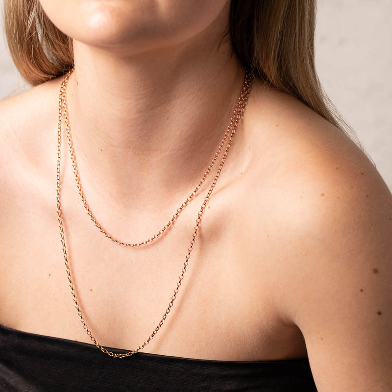 9ct Rose Gold Oval Belcher Chain-Necklace-Walker & Hall