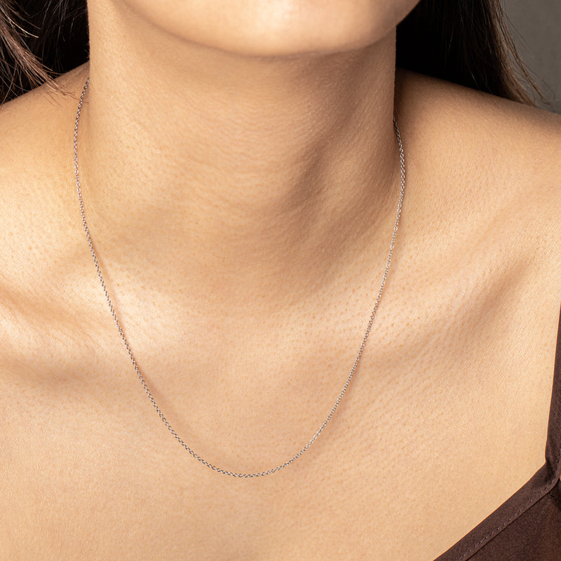 9ct White Gold Cable Chain-Necklace-Walker & Hall