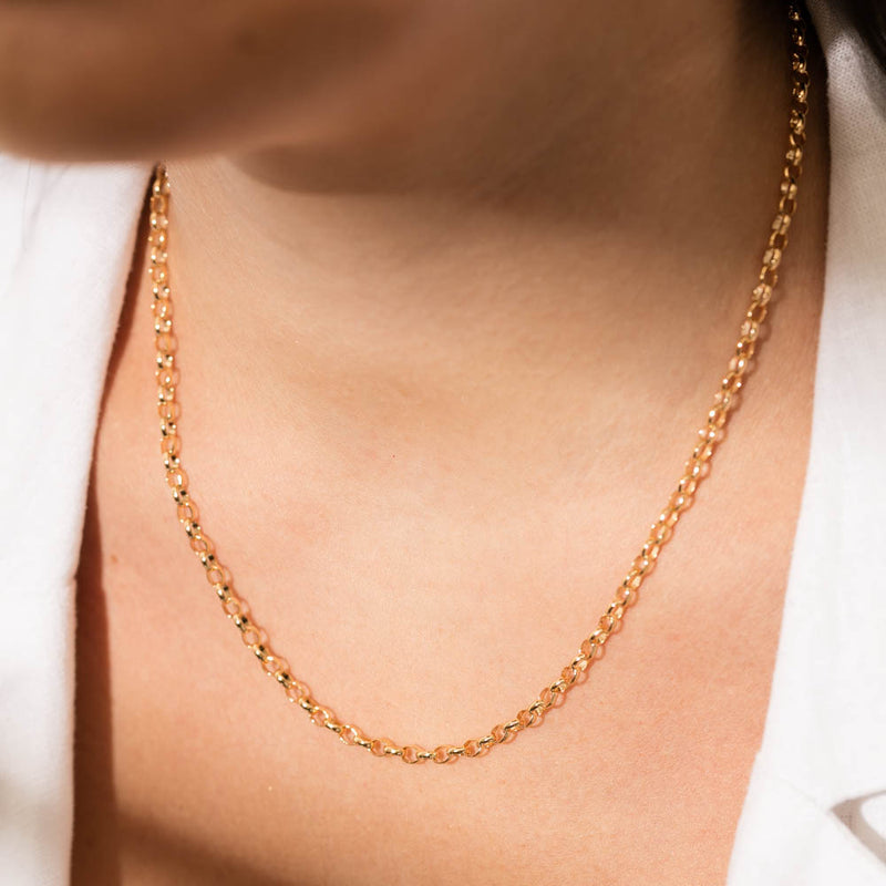 9ct Yellow Gold Oval Belcher Chain-Necklace-Walker & Hall