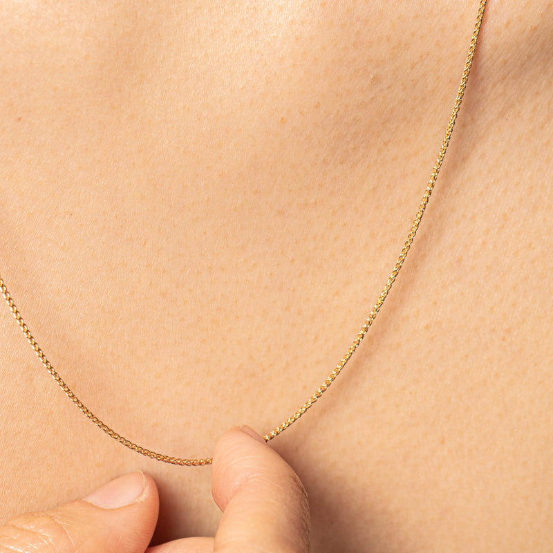 18ct Yellow Gold 1mm Wheat Chain-Necklace-Walker & Hall
