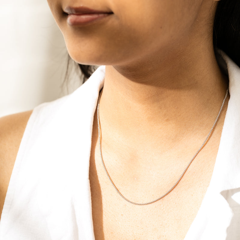 Platinum Wheat Chain Necklace-Necklace-Walker & Hall