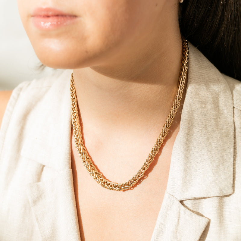 9ct Yellow Gold Double Curb Link Celtic Weave Necklace-Necklace-Walker & Hall