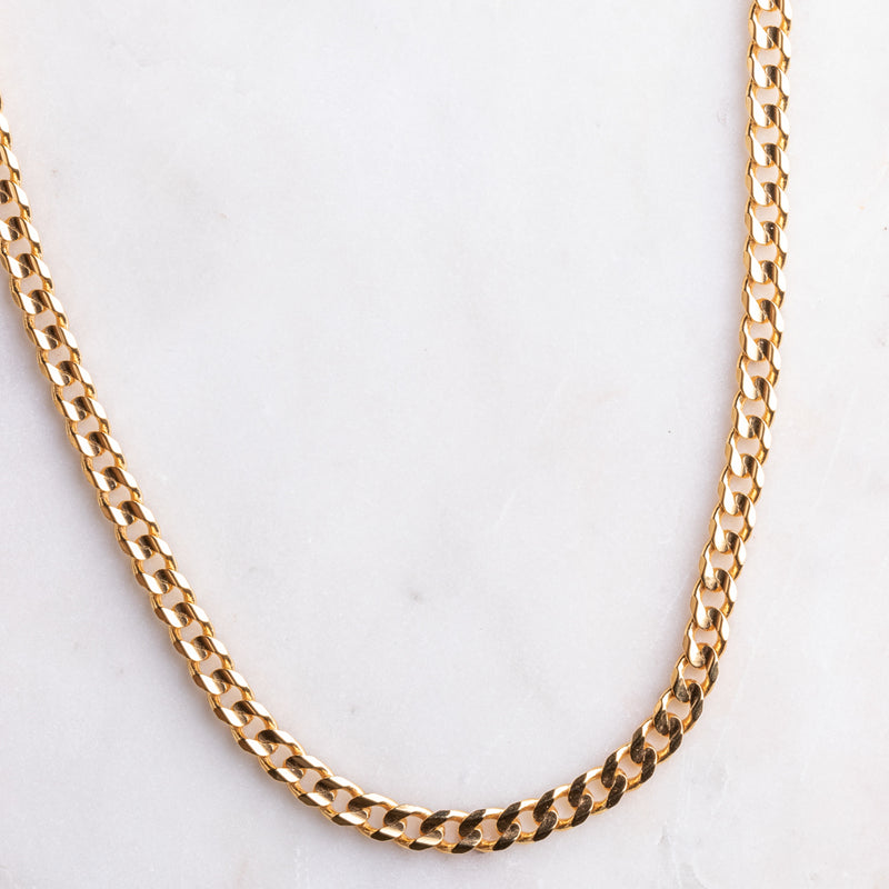 9ct Yellow Gold Concave Bevel Curb Chain-Necklace-Walker & Hall