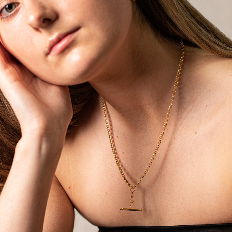 9ct Yellow Gold Belcher Link Fob Chain-Necklace-Walker & Hall