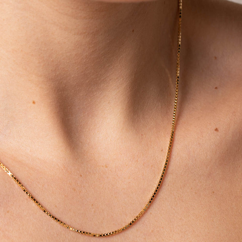 9ct Yellow Gold 1.2mm Box Link Chain-Necklace-Walker & Hall