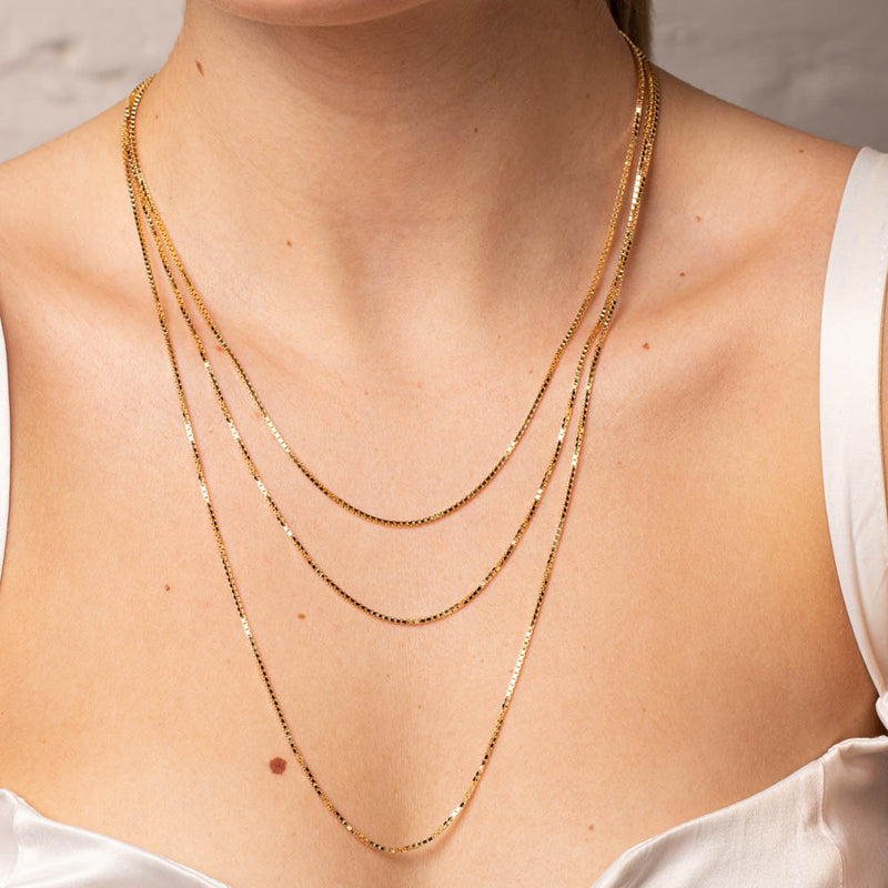 9ct Yellow Gold 1.2mm Box Link Chain-Necklace-Walker & Hall