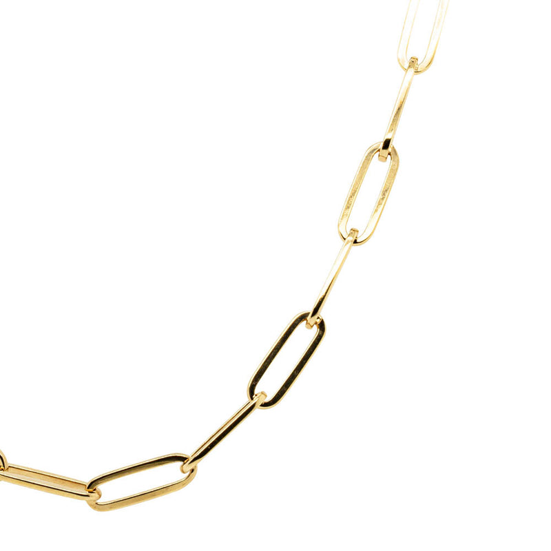 18ct Yellow Gold Paperclip Link Necklace-Necklace-Walker & Hall