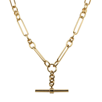 9ct Yellow Gold Paperclip Link Fob Chain-Necklace-Walker & Hall