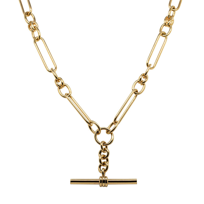 9ct Yellow Gold Paperclip Link Fob Chain-Necklace-Walker & Hall