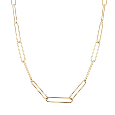 9ct Yellow Gold Paperclip Link Necklace-Necklace-Walker & Hall