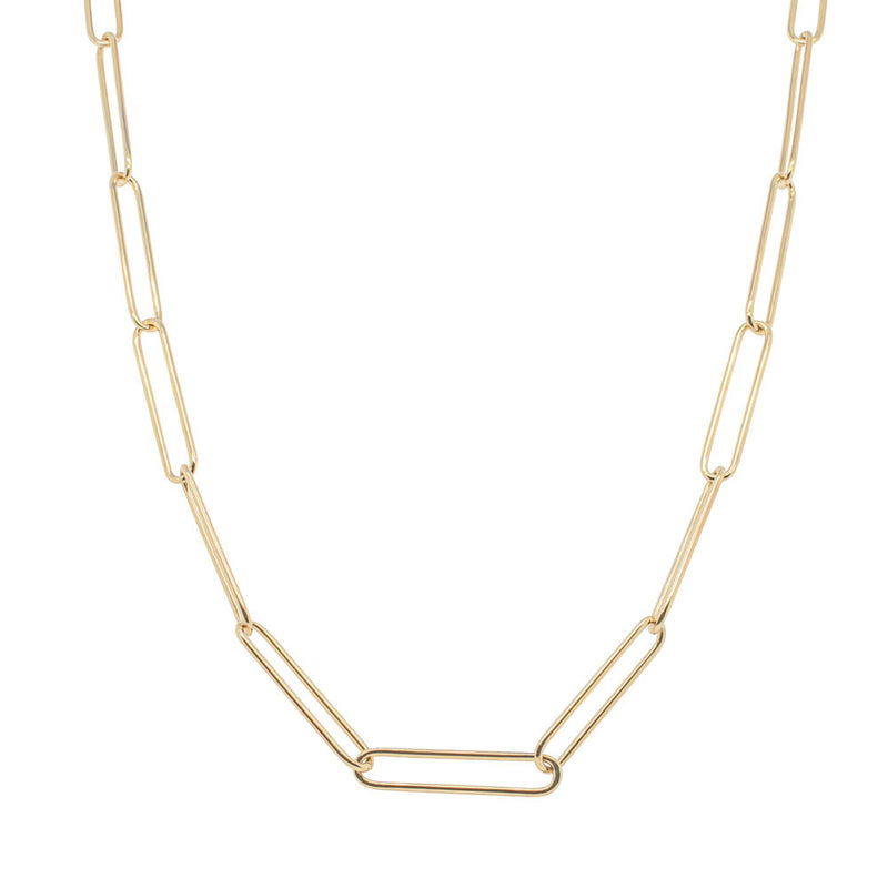 9ct Yellow Gold Paperclip Link Necklace-Necklace-Walker & Hall