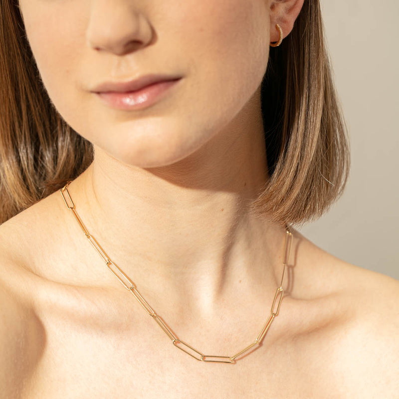 9ct Yellow Gold Paperclip Link Necklace-Necklace-Walker & Hall