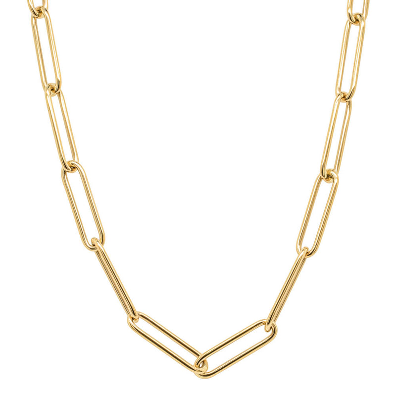 18ct Yellow Gold Paperclip Link Necklace-Necklace-Walker & Hall