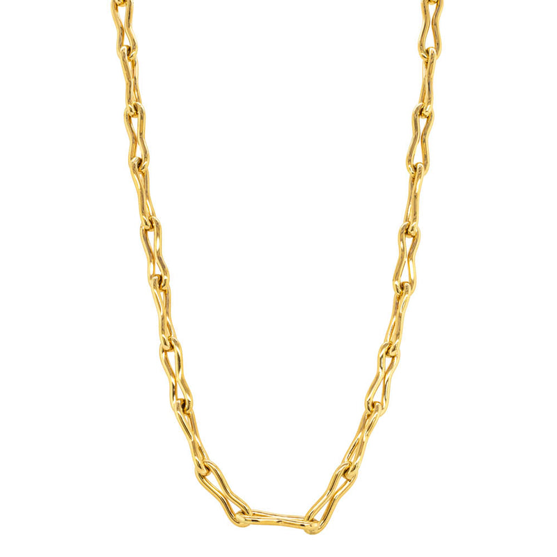 9ct Yellow Gold Pinched Link Necklace-Necklace-Walker & Hall