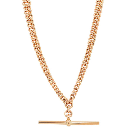 Vintage 9ct Rose Gold Curb Link Fob Chain-Necklace-Walker & Hall